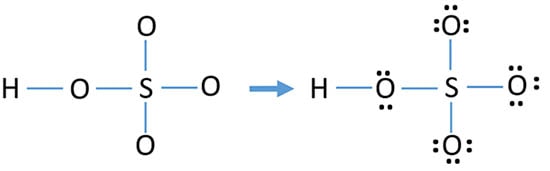 mark lone pairs on atoms in HSO4-